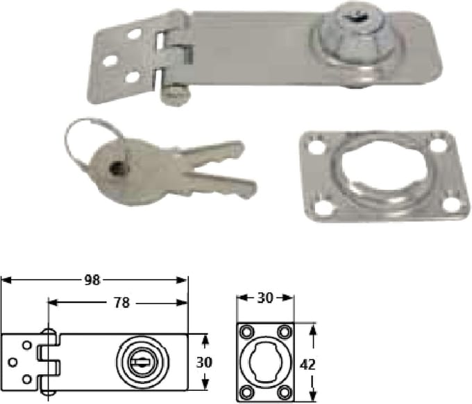 Overval met slot 98/78x30mm rvs a2 ( a 1 st )
