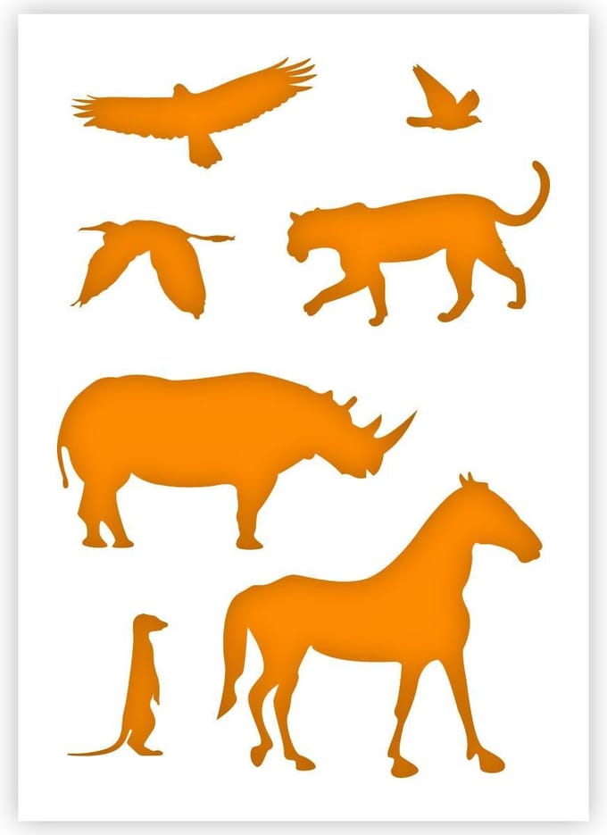 QBIX Afrikaanse Dieren Sjabloon - A4 Formaat - Kunststof - Stencil