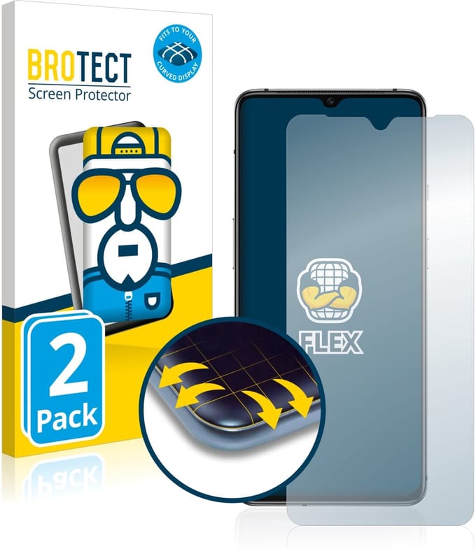 BROTECT - Screenprotector voor OnePlus 7T - Folie Beschermfolie transparant volledig dekking - 2 Stuks