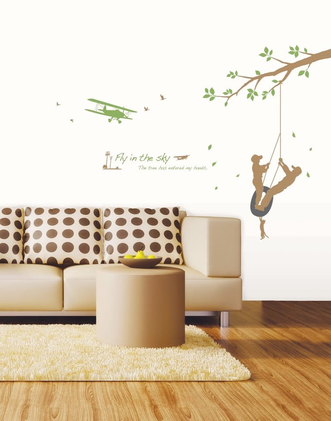 Decoratieve muurstickers: Schommelen in de bomen