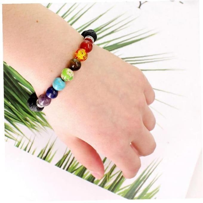 Armband - LAANCOO - 7 Chakra's - Natuursteen - Gemengd - 1 stuk geel