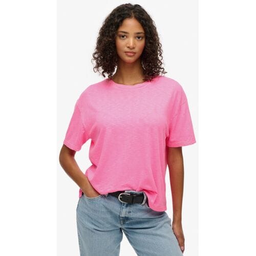 Superdry Studios T-shirt Relaxed Pasvorm Pink Grootte: 42