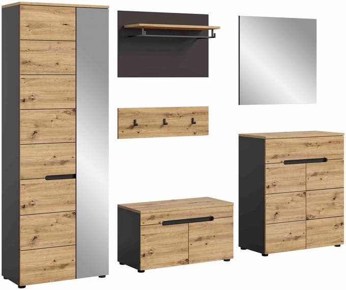 Canu kledingkastcombinatie Artisan NB basaltgrijs NB - 37x255x190cm