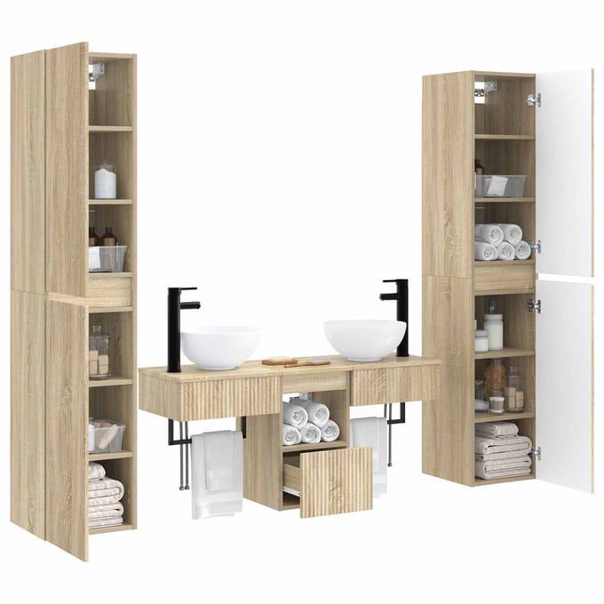 vidaXL - Badkamermeubel - Set - 5 - st - Sonoma - Eiken - 33 - x - 34,5 - x - 160 - cm