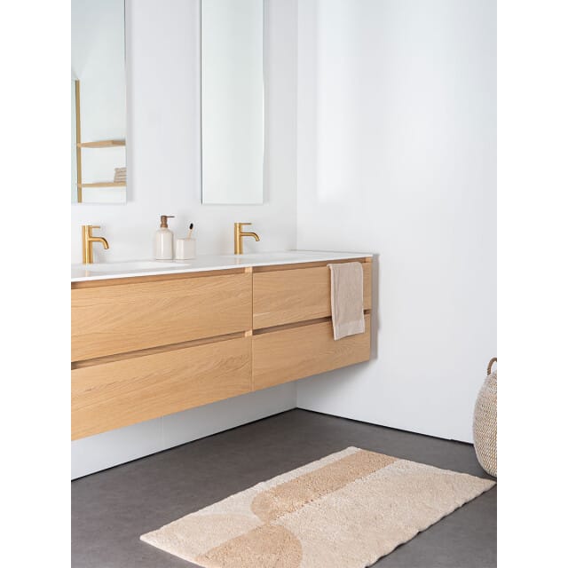 Badmat Bowie - Creme 60 x 100 cm - Katoenen Badmat met Grafisch Patroon
