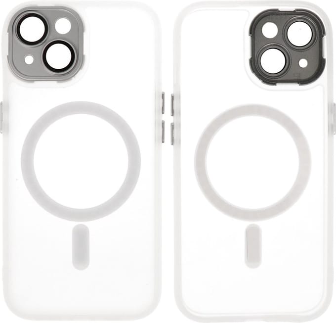 MagSafe Hoesje Geschikt voor iPhone 14 - Mat-Transparent met Camera Beschermer Case - Wit