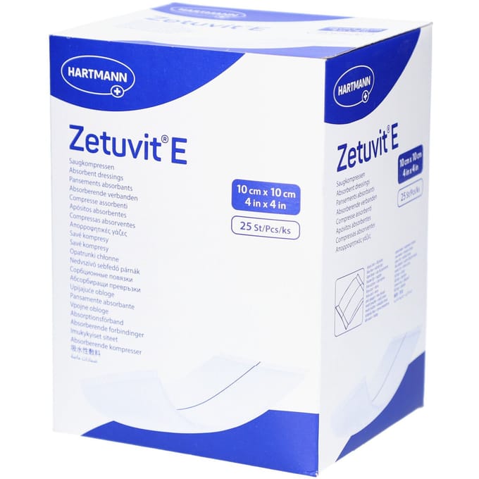 Hartmann Zetuvit E Steriel 10 x 10cm 413770 25 Compressen