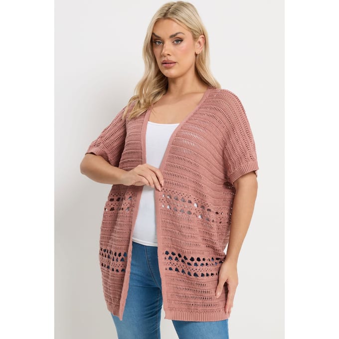 Yours Roze Gehaakte Kimono Size 54-56
