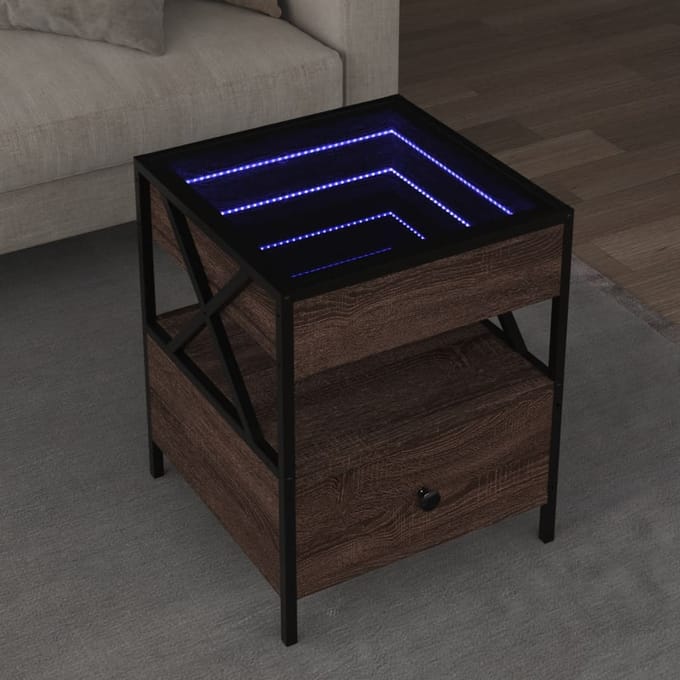 vidaXL - Salontafel - met - Infinity - LED - 40x40x51 - cm - bruin - eikenkleurig