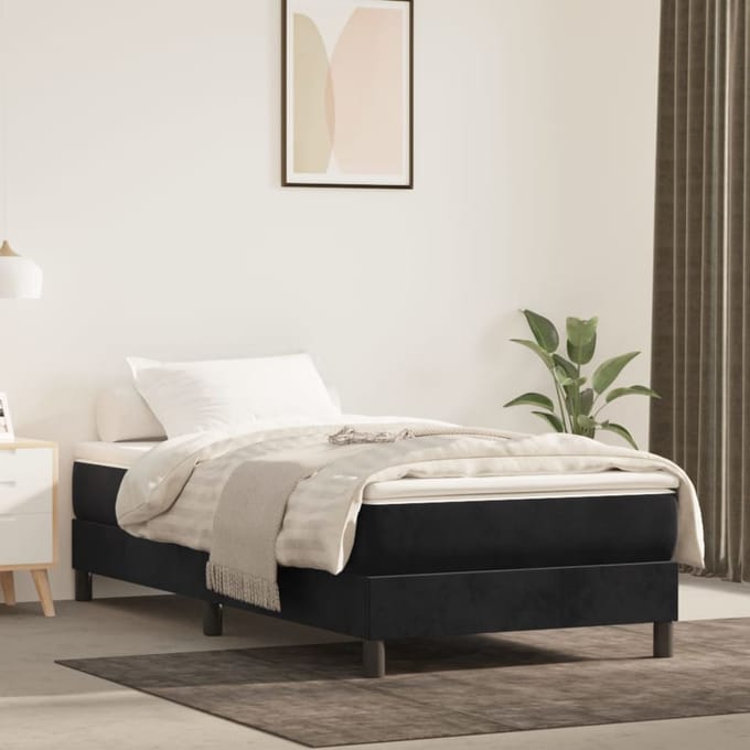 vidaXL - Boxspring - bed - 100x200 - cm - fluweel - zwart