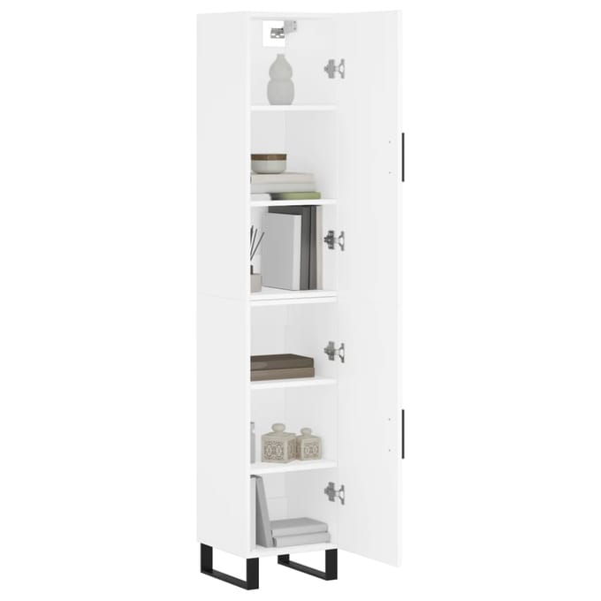 vidaXL - Hoge - kast - 34,5x34x180 - cm - bewerkt - hout - wit