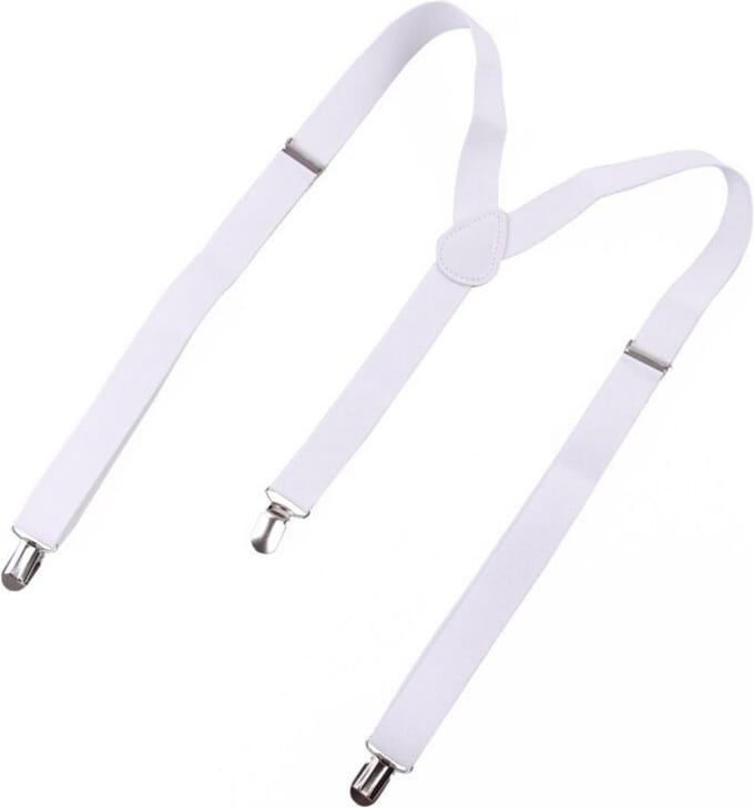 Elastische Bretels met Clip op - Unisex - Wit
