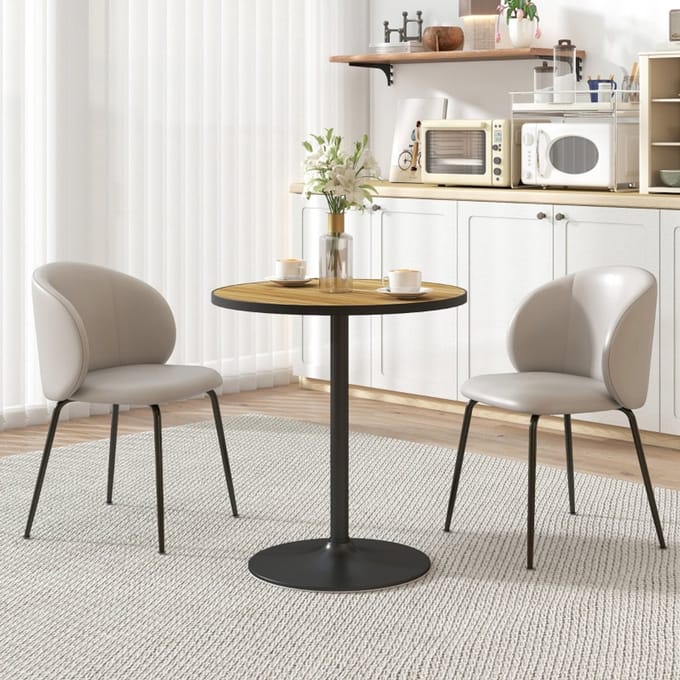 MODFU Ronde Eettafel - Compact En Ruimtebesparend - Modern - Voor Eetkamer En Woonkamer - Houtlook - Eikenkleur - Ø70 X 76 Cm