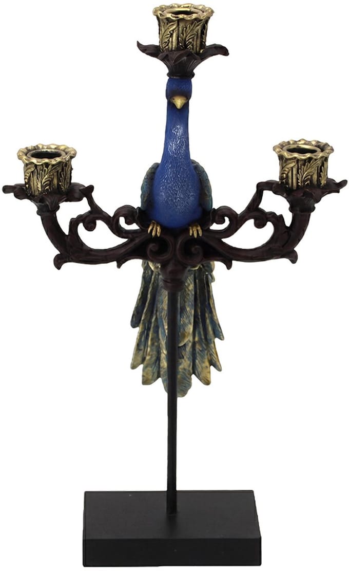 Clayre & Eef Kandelaar Blauw Kunststof