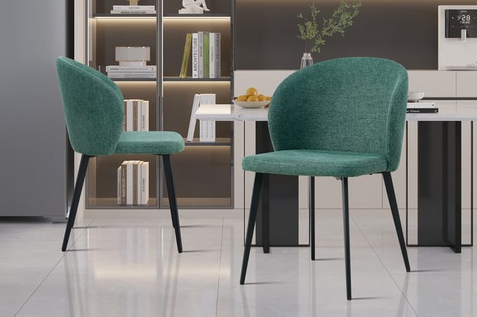 Eetkamerstoel Tilly - 51x55x80cm - Groene Stof