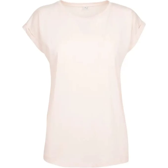Build Your Brand - Extended Shoulder Dames T-shirt - Pink maat S