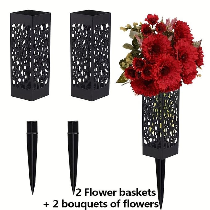 2 bouquets de tournesols, fleurs de simulation de soleil et 2 paniers de fleurs de jardin, fleurs de simulation de décoration d'Halloween rouge