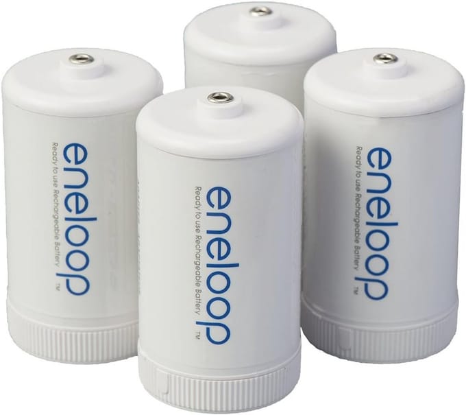 D-formaat batterijadapters voor oplaadbare Ni-MH AA-batterijcellen - 4 stuks