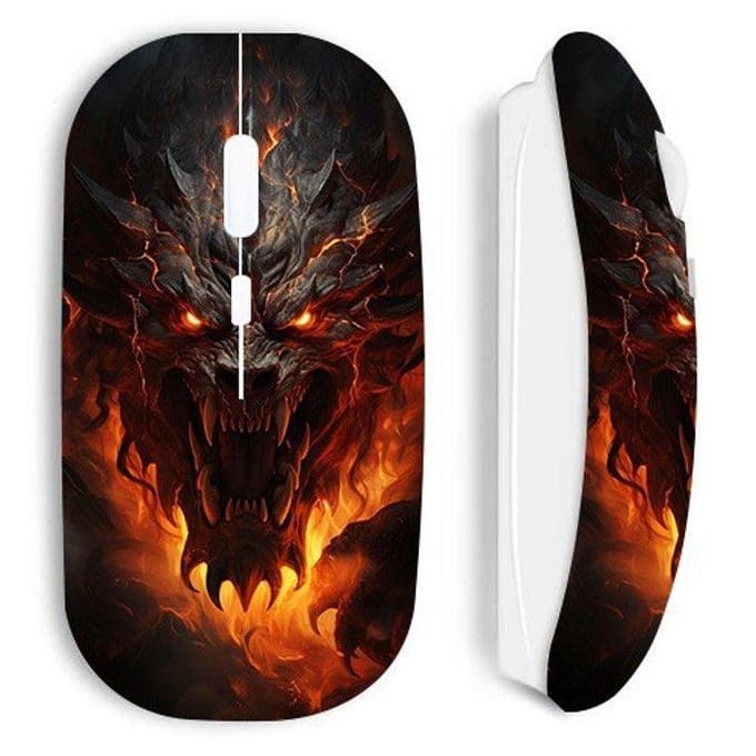 Souris - Maniacase - Dragon Noir Du Feu - Sans Fil - Optique - Clé USB Wifi