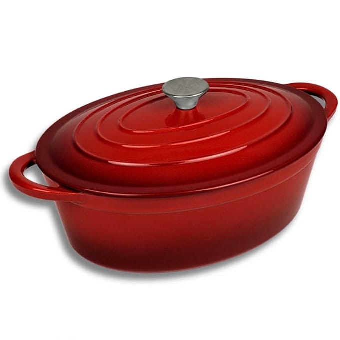 Gietijzeren Braadpan met Emaille 6L - Rood