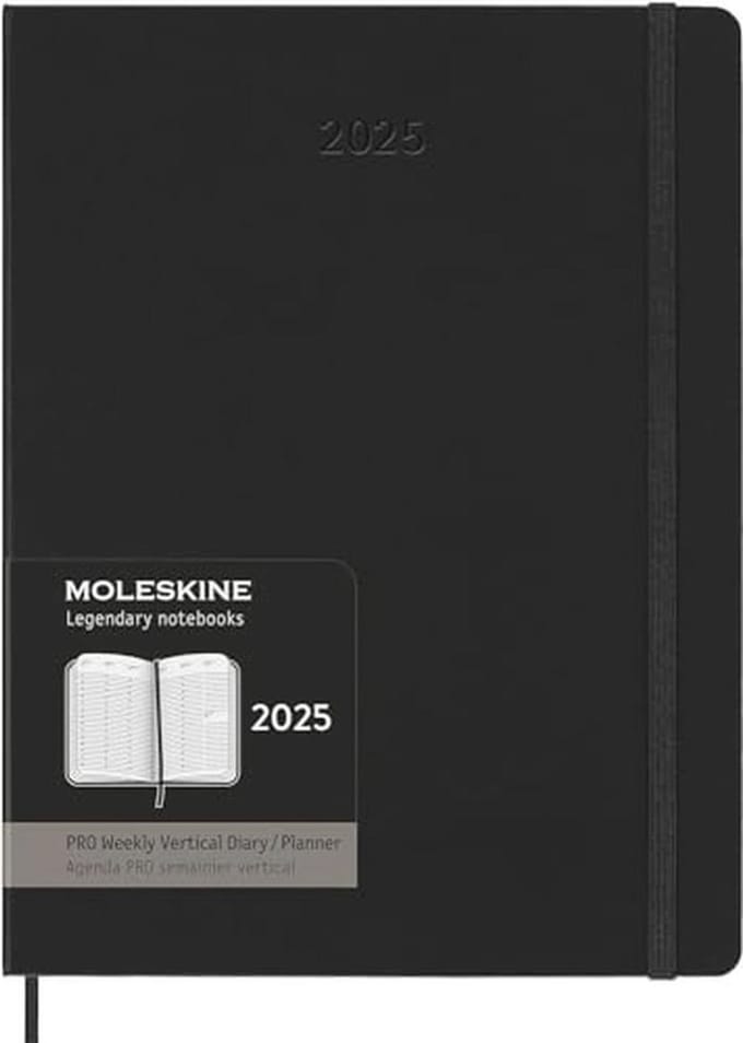 Verticale 12 maanden Wekplanner 2025 - Harde Kaft - Extra Groot Formaat 19x25 cm