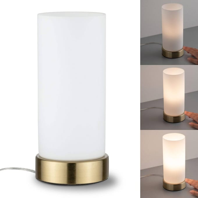 LED-tafellamp Pinja E14 max. 20W Wit, Messing geborsteld