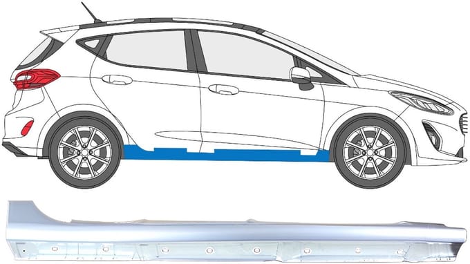 Volledige dorpel voor Ford Fiesta 2017-2023 / Rechts