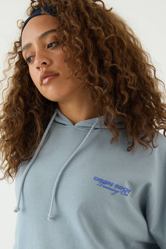 Dames Dsgn Studio Training Club Lichtgewicht Oversized Hoodie | Leisteen Blauw | Maat: XS