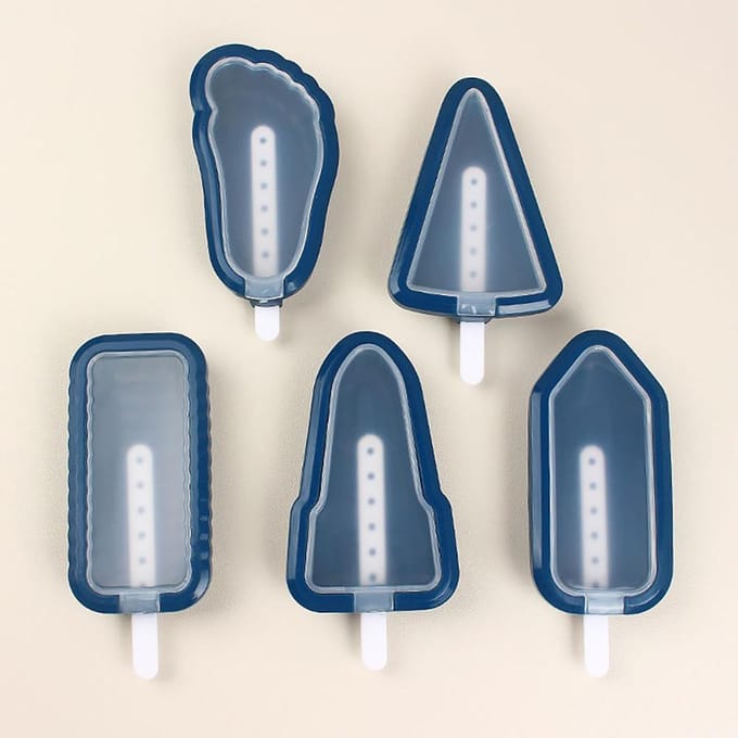 5PCS/set Moule à Glace d'Été Fait Maison en Silicone avec Formes Multiples pour Outils Ménagers de Fabrication de Glace bleu