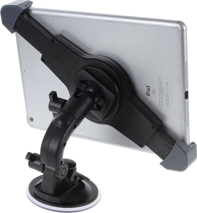 Peachy Universele Tablethouder met Zuignap auto geschikt voor iPad 7-12 inch - Zwart