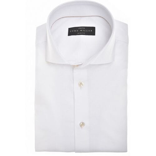 John Miller Overhemd Plain Jersey Cotton Stretch Wit / male