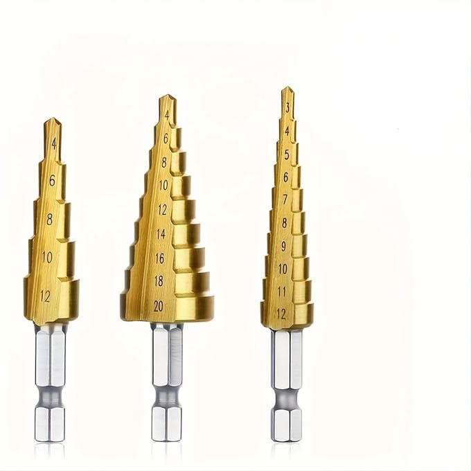 Livé ® 3-delige Titanium HSS Stapbitsset – Gouden Boorbits voor Hout & Metaal