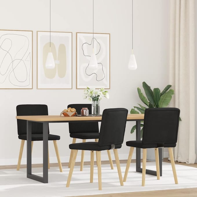 vidaXL - Eetkamerstoelen - 4 - st - stof - zwart