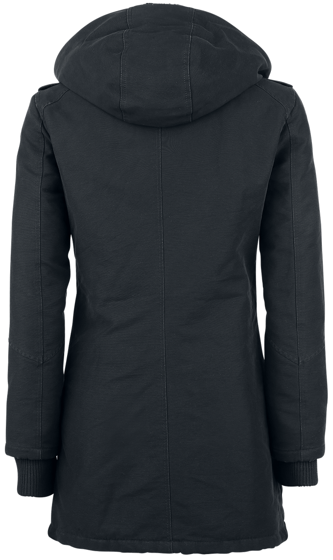R.E.D. Rock-Engineered Design gevoerde zwarte winterjas met afneembare capuchon en modieuze epauletten - Dames - M