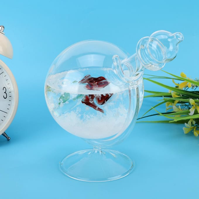 Prévisions Météo Bouteille en Cristal Globe Forme d'Eau Verre Tempête Décoration Maison Cadeau white
