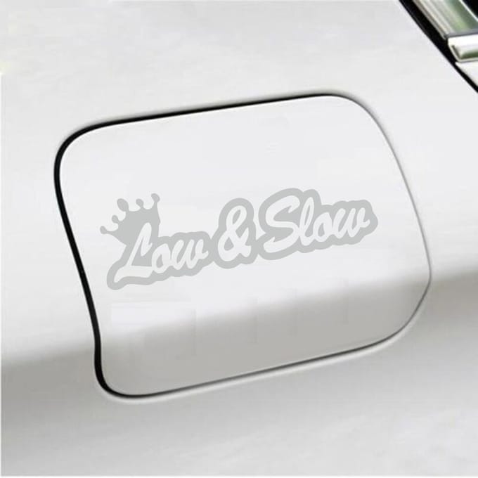 Bumpersticker - Low & Slow - 4,8 X 14,8 - Licht Grijs