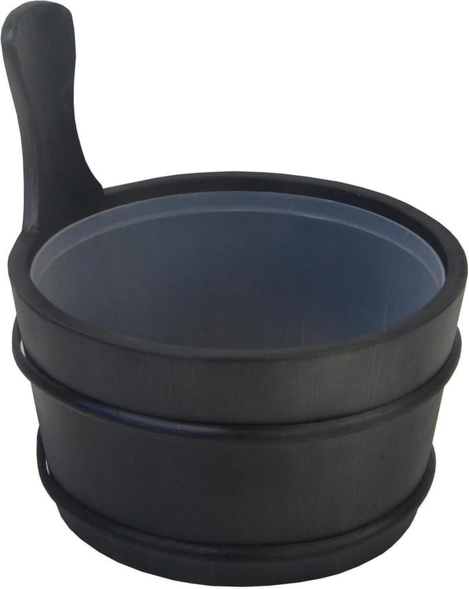 Saunia - Sauna emmer - zwart 4 Liter - hout - plastic binnenbak