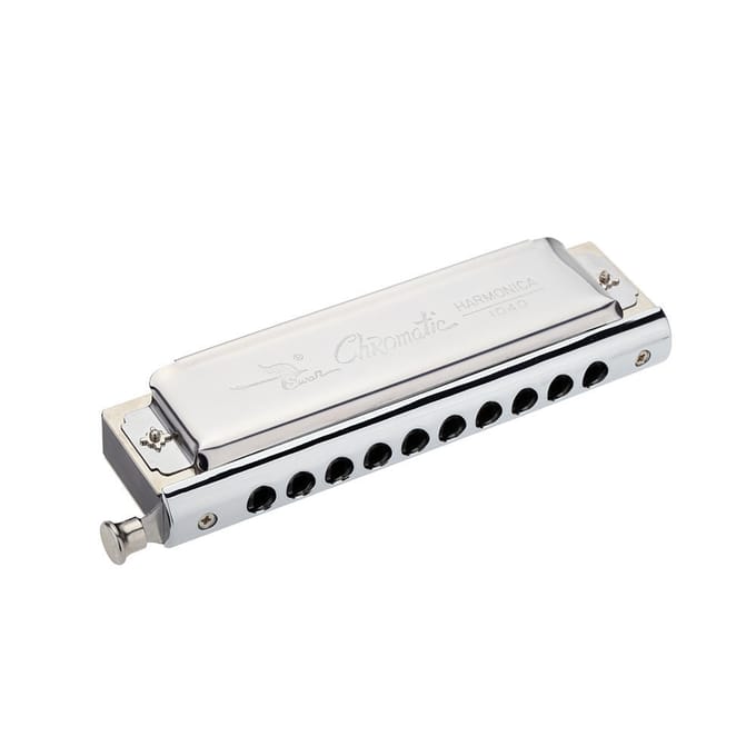 Chromatische mondharmonica 10 gaten 40 tonen sleutel van C zilver met prachtige doos white