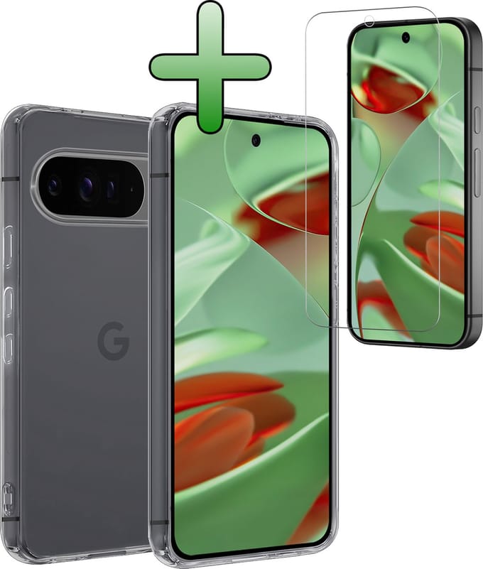 Hoesje Met Screenprotector - Geschikt voor Google Pixel 9 Pro - Sterk & Shockproof - Back Cover - Siliconen Case - Telefoon Hoes - Transparant