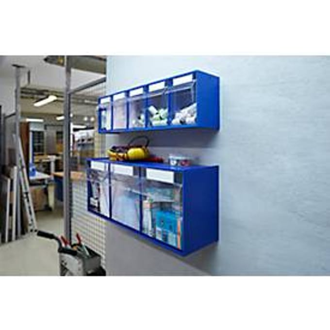 MultiStore, MultiStore, maat 3, B 600 x D 163 x H 242 mm, volume 12,5 l, stapelbaar, polystyreen, blauw/transp.