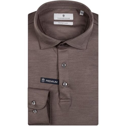 Thomas Maine Polo Long Sleeve Merino Wool Jersey Taupe / male