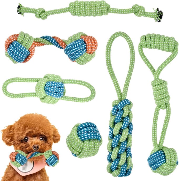 Pet katoen touw kauwspeelgoed set 6st