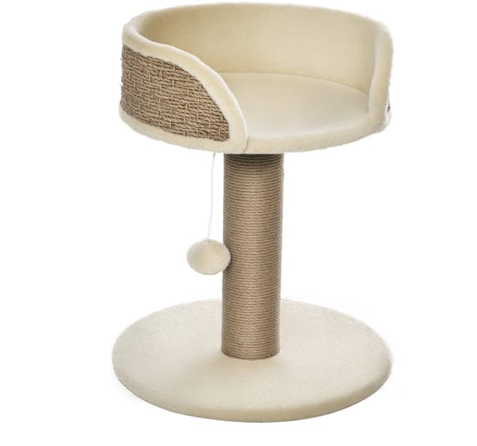 PawHut Kratzbaum-Spanplatte, Polyester-40L x 40B x 49H cm-Kaffee