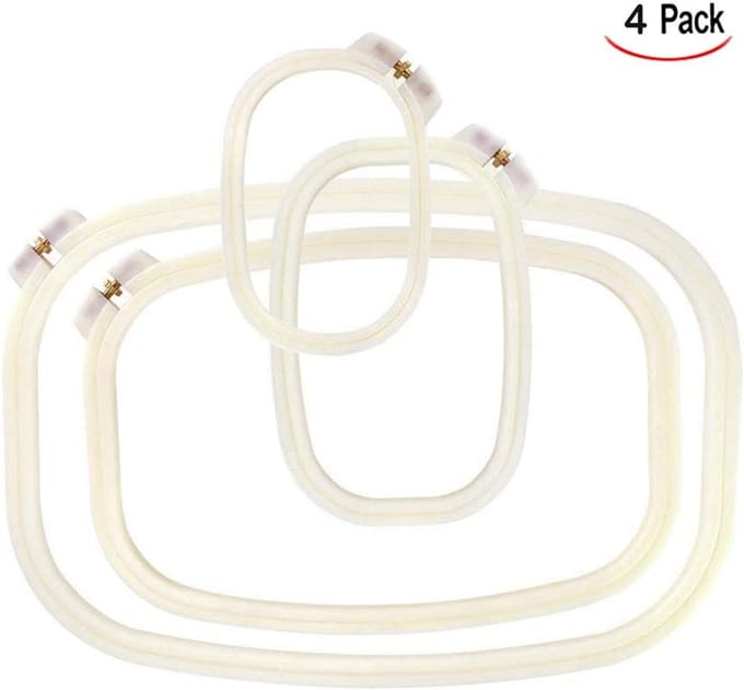 4 Stuks Borduurring Set Rechthoekig Vierkant Kruissteek Frame - Duurzame ABS Kunststof