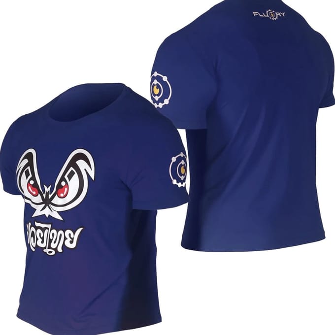 Fluory Bad Eyes Muay Thai Kickboks T-Shirt Blauw - S