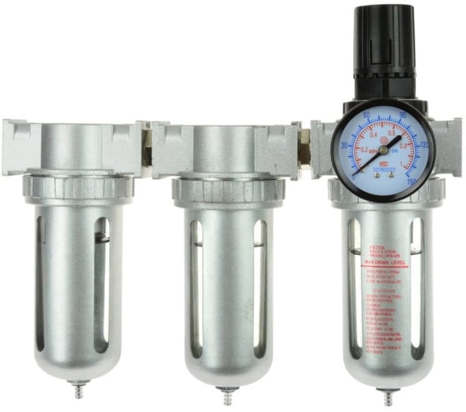 GEKO 3-traps luchtfilter met drukregelaar en droger - polycarbonaat - tot 60°C - 1/2" aansluiting