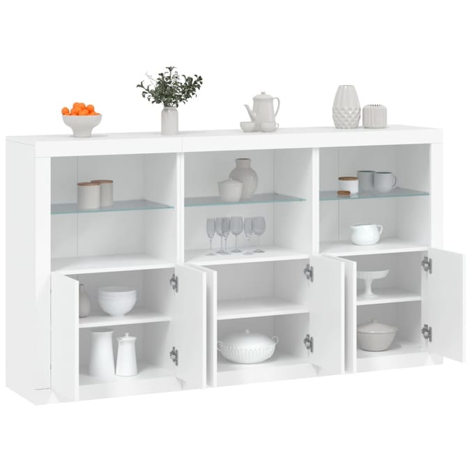 vidaXL - Dressoir - met - LED-verlichting - 181,5x37x100 - cm - wit