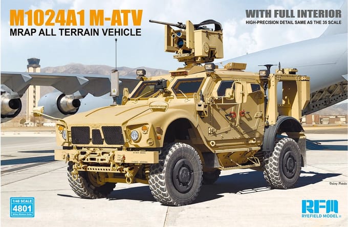 Rye Field Model Modelbouwpakket Militaire voertuigen - 4801 M1024A1 M-ATV MRAP all terrain vehicle - Full Interior Plastic - 1:48 - Modelbouw