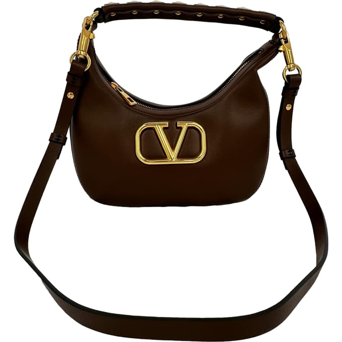Valentino Garavani Stud Sign Hobo-tas in Bruin Leder