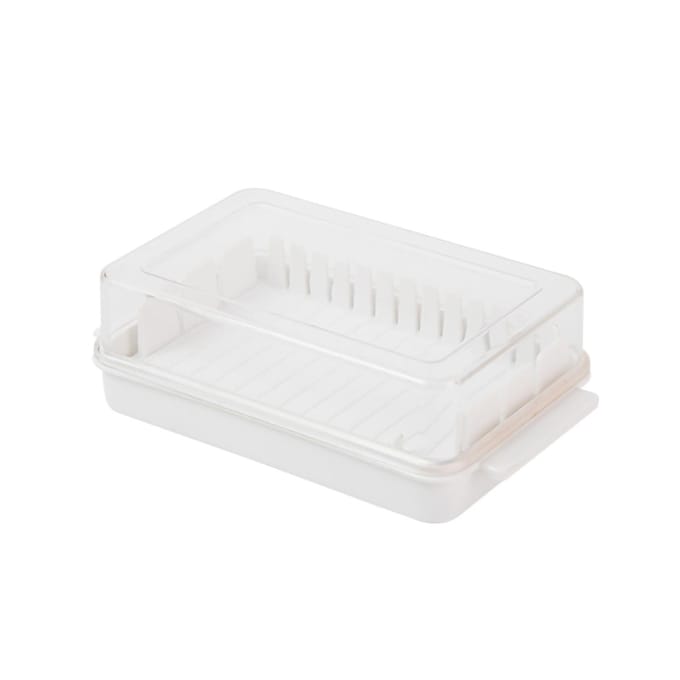 Botersnijdoos met Transparant Deksel Snijhulp Bewaring Multifunctioneel Boter white
